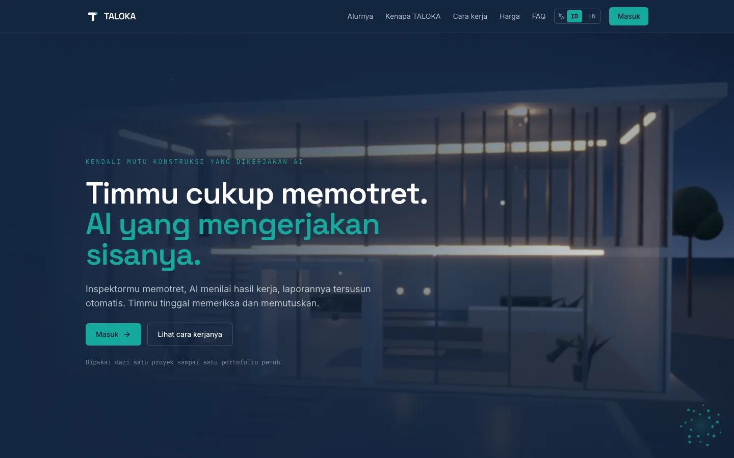 Halaman depan TALOKA, tempat semua orang memulai.